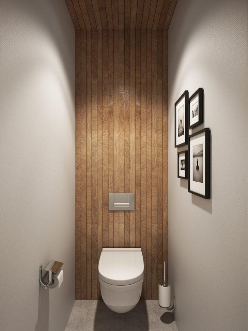 Интерьер узкого туалета (48 фото)