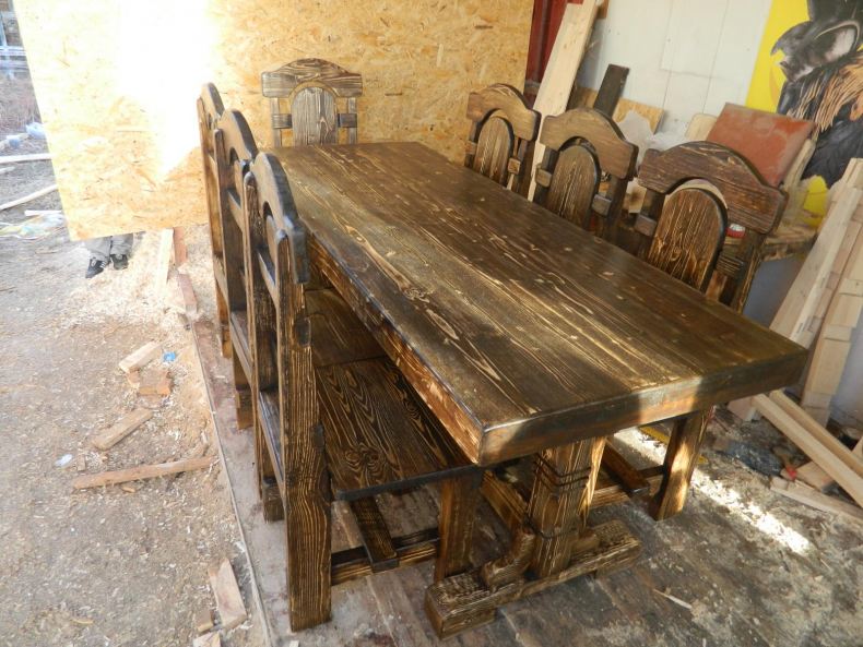 Деревянный стул под старину русский лофт «Ладожский»