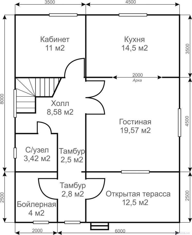 План одноэтажного дома 11 на 11 метров